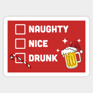 Nice Naughty Drunk Check Christmas Beer Funny Drinking Xmas Sticker